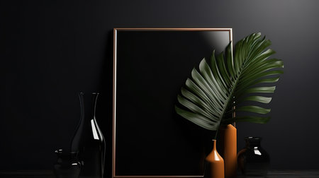 Vertical blanked black frame. Generative Aiの素材