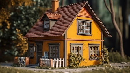 A bedroom with a bed and a lamp on the side. Generative Aiの素材