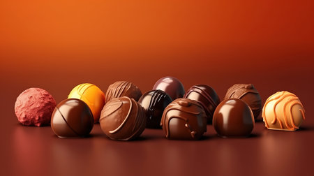 Colorful candies on white table. Generative Aiの素材