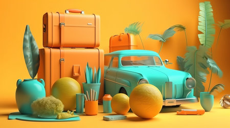 Holiday travel icon isolated 3d render illustration. Generative Aiの素材