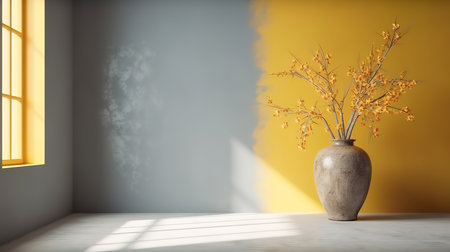 Plant and stucco wall background for zoom calls. Generative Aiの素材