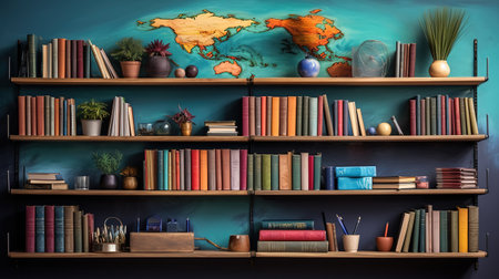 Various object in shelf. Generative Aiの素材