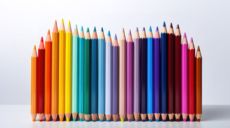 stack of colored pencils on white background. Generative Aiの素材