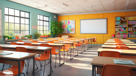 Modern classroom with bright colors and toys. Generative Aiの素材