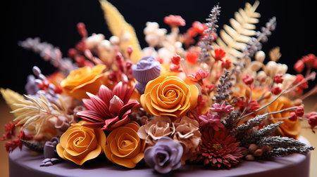 Dried flower cake close-up. Generative Aiの素材