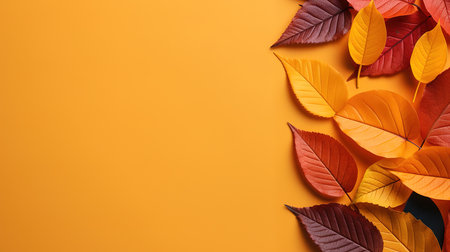 Modern background with realistic autumn leaves. Generative Aiの素材
