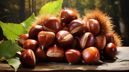 Top view fresh raw hazelnuts on white desk nut snack movie plants food walnut. Generative Aiの素材