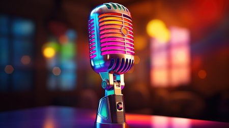 Retro microphone, podcast concept. Generative Aiの素材