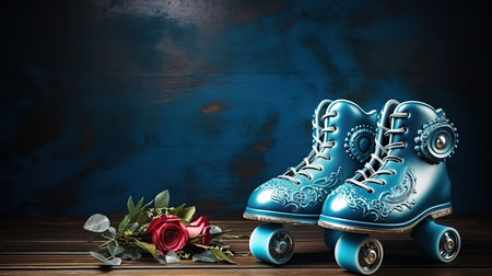 Skate and knitted wool mittens poster. Generative Aiの素材