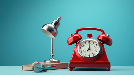 Vintage clock listening music through headphones. Generative Aiの素材