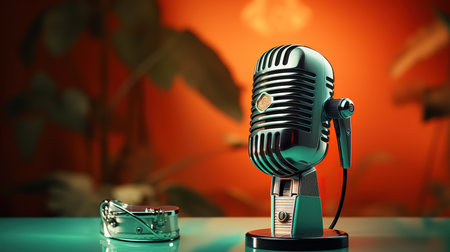 Audio microphone retro style. Generative Aiの素材