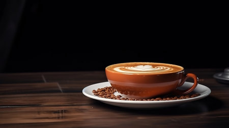 Nice Texture of Latte art on hot latte coffee. Generative Aiの素材