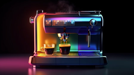 Coffee machine making coffee. Generative Aiの素材