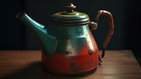 Old metallic coffee maker. Generative Aiの素材
