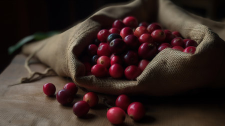 Pile of red cherry of Colombia, Quindio, Colombia. Generative Aiの素材