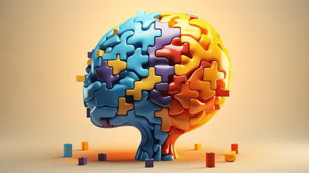 Watercolor world autism awareness day illustration with puzzle pieces. Generative Aiの素材