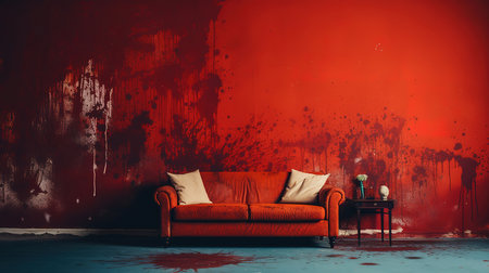 Bloody grungy wall, Bright color. Generative Aiの素材