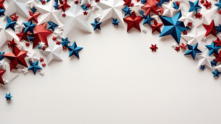 Independence day celebrating design composition with national flags confetti stars. Generative Aiの素材