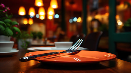 Table set on dinning table. Generative Aiの素材