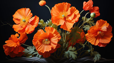 Orange poppy, Bright color. Generative Aiの素材