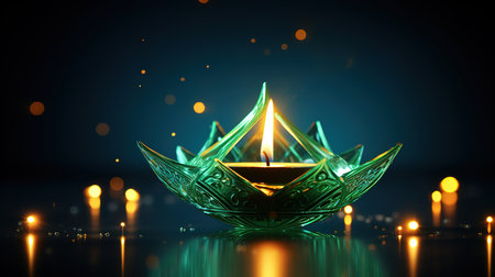 Indian Diwali festival creative poster with futuristic digital glowing low polygonal. Generative Aiの素材