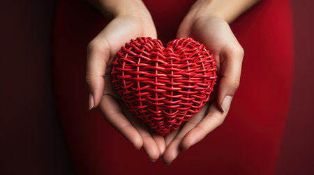 Hands holding a teddy heart. Generative Aiの素材