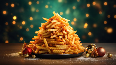 Cute french fries mascot. Generative Aiの素材