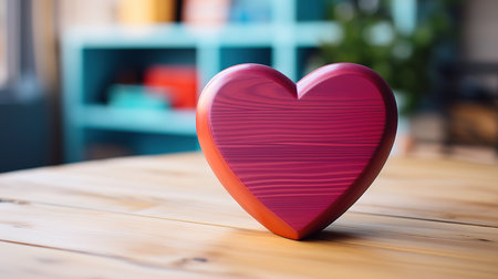 A box in the form of a heart placed on top of a table made of wood. Generative Aiの素材