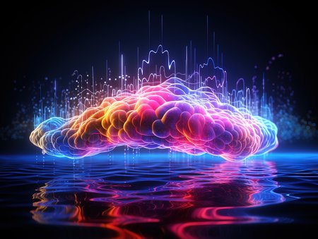 Wavy minimal lights background. Generative Aiの素材