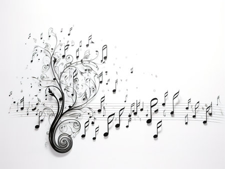 Music key and notes background. Generative Aiの素材