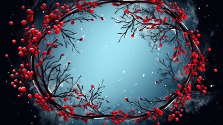 Christmas frame with leaves. Generative Aiの素材