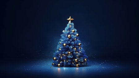 Christmas tree holiday blue background. Generative Aiの素材