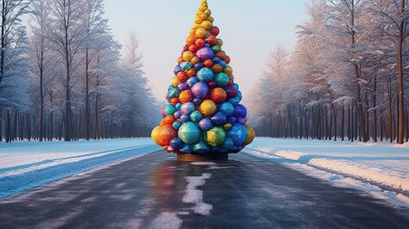 Christmas tree in the house merry christmas scene. Generative Aiの素材