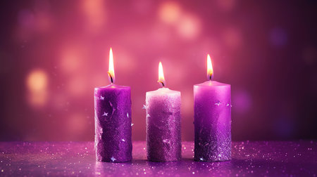 Realistic purple candles illustration. Generative Aiの素材