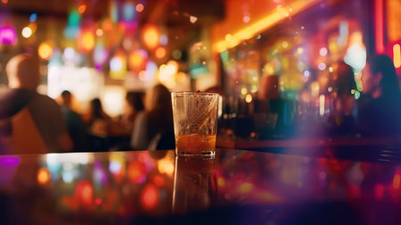 Blurred background of people sitting at restaurant, bar or night club. Generative Aiの素材
