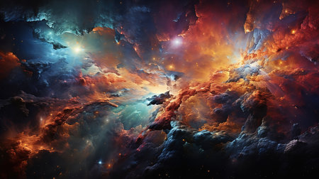 3d space background with fictional planet. Generative Aiの素材