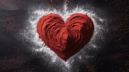 High angle of heart shapes and rolling pin. Generative Aiの素材