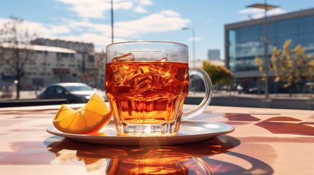 Tea a woman pouring black tea on mountain background. Generative Aiの素材