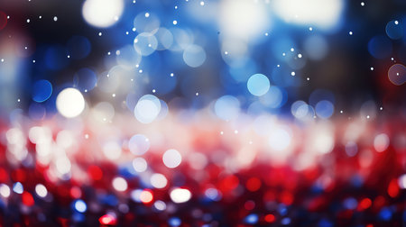 Abstract Blurred Patriotic Red, White and Blue Bokeh Background Texture with Copy Space. Generative Aiの素材