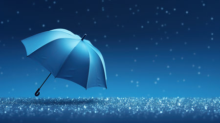 Umbrella in the snowfall under the snowflakes. Generative Aiの素材