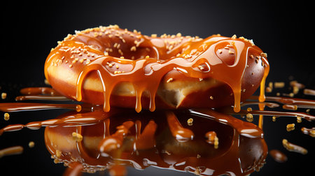 Organic Salty Peanut Butter Pretzel, Bright color. Generative Aiの素材