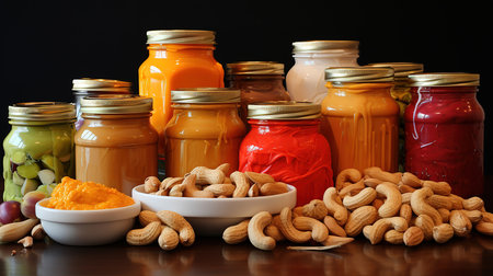 Top view delicious peanut butter. Generative Aiの素材