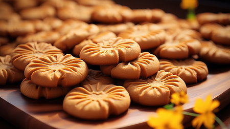 Stack of cheese sago, eid cookies made from sago flour, cheese, and eggs. Generative Aiの素材