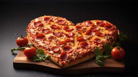 Top view romantic table setting with pizza. generative aiの素材