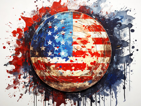 USA colors circle shield grungeの素材