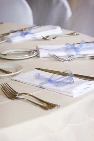 Table set for fine dining or a wedding banquet or social event