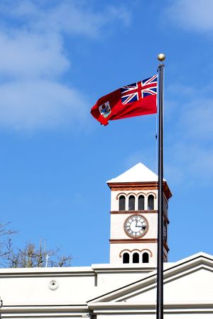 British flag blowing in the windの写真素材