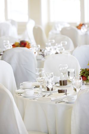 Wedding tables set for fine dining