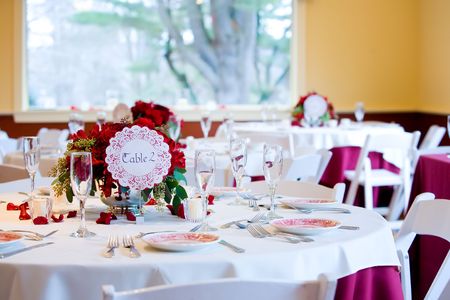 fancy tables decorated during a wedding celebration