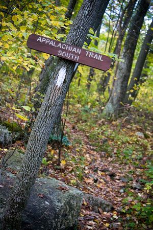 Appalachian trail sign taken in Western Massachusettsの写真素材